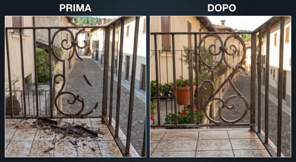 Ringhiera balcone riparata — Verona